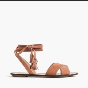 J crew lace up suede sandals